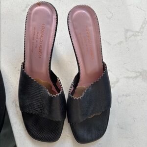 Donald J. Pliner Black Textured Mules